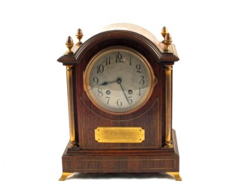 A Rosewood cased eight day mantel clock with a Lenzkirch movement