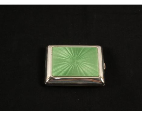 A Silver and apple green guilloche enamel lidded box, marked Tiffany & Co Sterling