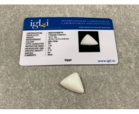 14.71cts Opal (milky white) gemstone with certificate