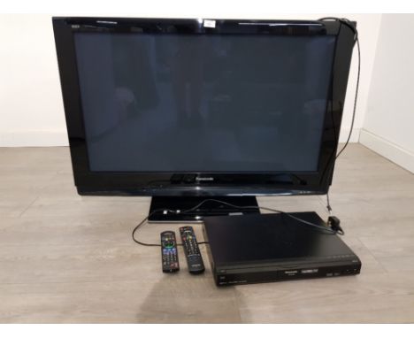 A Panasonic Viera 40in flat screen TV and DVD player/recorder, with remotes.