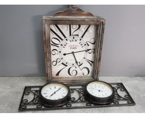 Contemporary hanging wall clock the new era Paris together with a quartz 2 section hanging clock and Thermometer