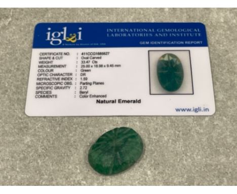 33.47cts Natural Emerald gemstone with certificate