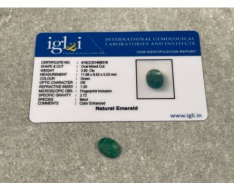 3.90cts Natural Emerald gemstone with certificate