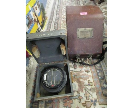 A Bubble Sextant air ministry 6B/218 MK IXA No 10 456/43, in a Bakelite patinated card box, along with a type P8 war period c