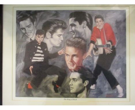 A print depicting Elvis Presley entitled The King of Rock 