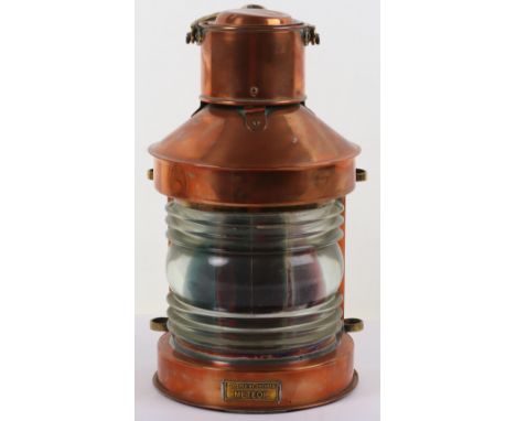 A copper and glass Meteor ships lantern, 32cmH