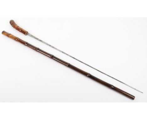 A 19th century bamboo sword stick, ‘Acier Bedel’, blade 67cm