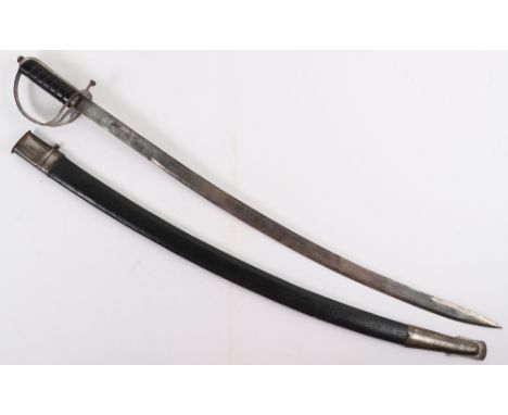 A Victorian Indian cavalry sword, blade 81cm with scabbard