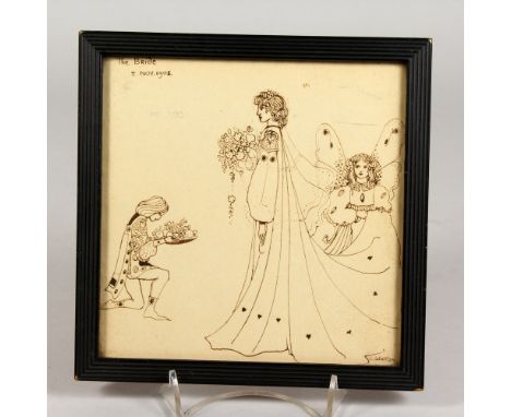 CECILE WALTON, a small ink sketch of a lady receiving an offering, a fairy by her side, signed and dated 2nd Nov 1905. 6.5ins