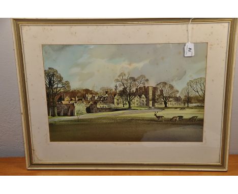 A print after Hildar of Deer in park (Windsor ?) 7x9 17 1/2 x 11