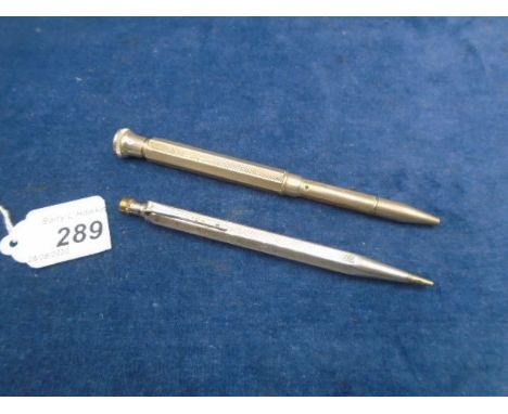 Silver yard-o-led pencil and a multi-coloured plated pencil
