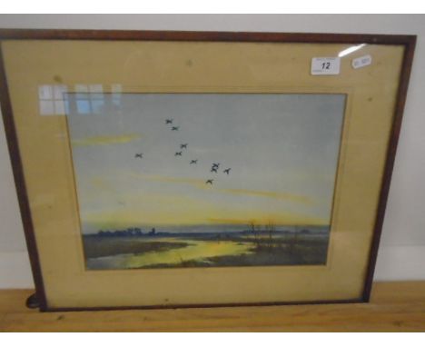 Peter Scott 1942 wildfowl print, 15" x 10"