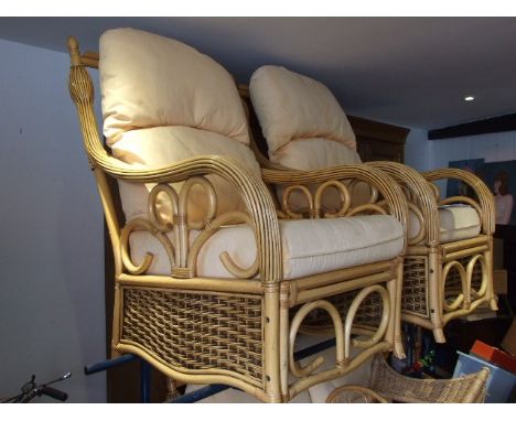 Bamboo Conservatory Suite 2 chairs &amp; sofa &amp; 3 non matching tables