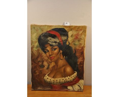 Portrait of African lady with earrings 16" x 20".  