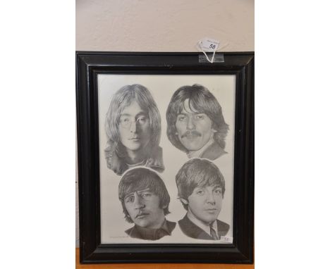 Print of -The Beatles after Chris F Burnes 11" x 13 1/2" . 