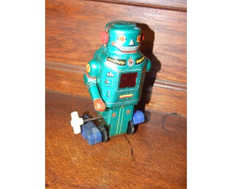 Mechanical Green Japanese Robot makers mark N 6 inches tall