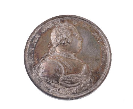 The Battle of Culloden 1746, silver medal by R Yeo, cuirassed bust of the Duke of Cumberland right, rev. the Duke as Hercules