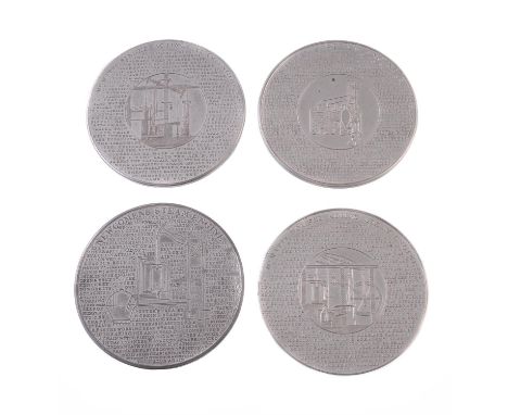 Medallic Illustrations of Science, set of four white metal medals published by E Thomason circa 1828, comprising large medals