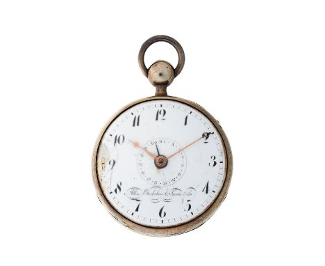 Alliez, Bachelard et Terond Fils,Silver open face calendar quarter repeating pocket watch, no. 52687, circa 1830Movement: Ful