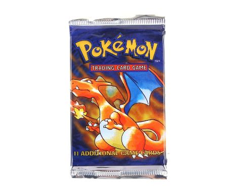 Pokemon TCG sealed Base Set Booster pack, Charizard artwork. The vendor formerly owned a gift shop in the late 1990s / early 