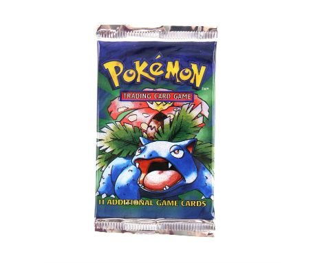 Pokemon TCG sealed Base Set Booster pack, Venasuar artwork. The vendor formerly owned a gift shop in the late 1990s / early 2