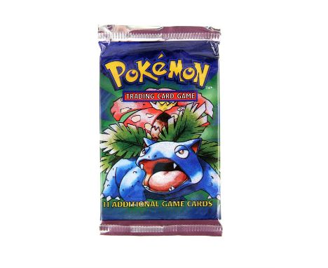Pokemon TCG sealed Base Set Booster pack, Venasuar artwork. The vendor formerly owned a gift shop in the late 1990s / early 2