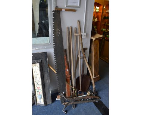 Collection of Vintage Gardening Tools and a Pair of Horse Yams 