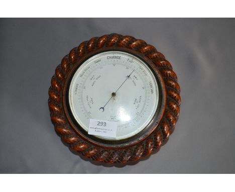 Wall Mounted Oak Rope Twist Barometer 