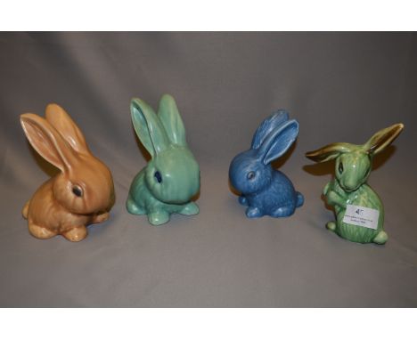 Four Sylvac Pottery Rabbits 