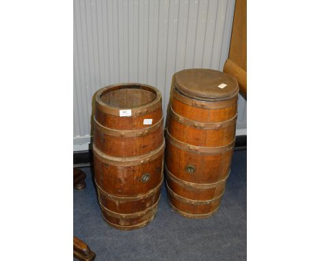 Pair of Metal Bound Barrel Stick Stands 
