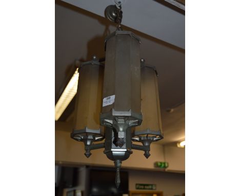 Art Deco Chrome Three Branch Light Fitting 