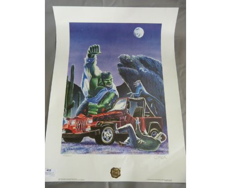 Marvel Comics First Team Press Lithograph Print 152 of 2500 Signed The Hulk 