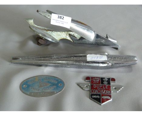 Car Mascot in The Form of an Eagle, Two Enamel Badges, etc. 