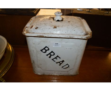 White Enamel Breadbin and Contents 