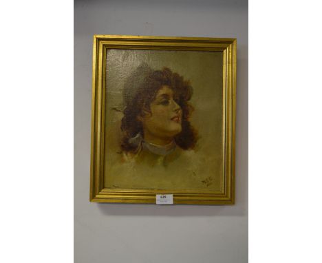 Framed Oil on Canvas "Lady Portrait" Signed Mec 1906