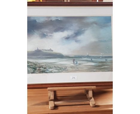 FRAMED PASTEL DRAWING COASTAL SCENE SIGNED J D SCOTT