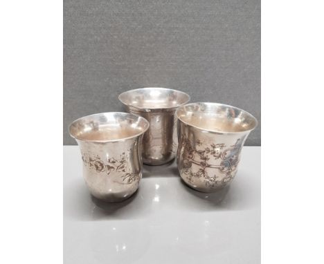 FRENCH GRADUATED SET OF 3 SILVER CUPS 193G