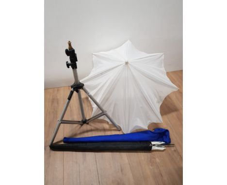 SET OF PHOTOGRAPHERS BACK LIGHT BROLLIES AND TRIPOD