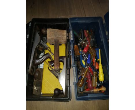 2 TOOL BOXES BOTH WITH CONTENTS INC HAMMERS PLANES ETC