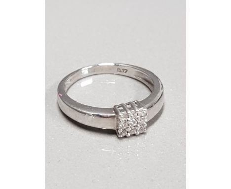 18CT WHITE GOLD 9 DIAMOND SET SQUARE SHAPED CLUSTER RING