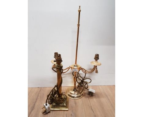 BRASS CORINTHIAN COLUMN LAMP PLUS 2 LIGHT LAMP