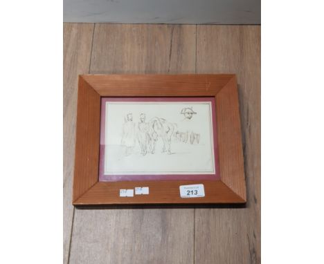 FRAMED SKETCH WITH LABEL ON BACK EUGENE LAMI 1800 1890