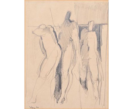 Geoffrey Key (British 1941-) "Crying Figures", signed and dated '66, titled on label verso, pencil.30.5cm x 23.5cm (12in x 9.