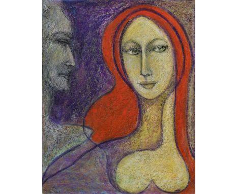Golda Rose (British 1921-2016) Female portrait, signed, mixed media.32cm x 25.5cm (12.5in x 10in)Artists’ Resale Right (“droi