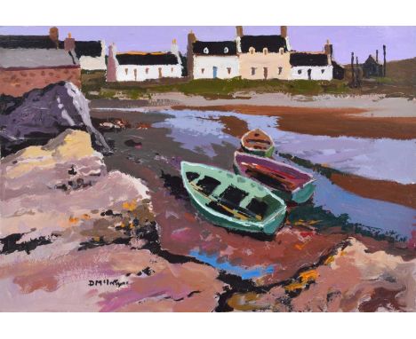 Donald McIntyre R.I., R.Cam.A., S.M.A. (British 1923-2009) "The Green Boat", signed, titled on verso, acrylic on board.56cm x