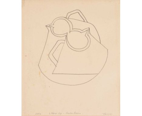 Trevor Grimshaw (British 1947-2001) "2 Water Jugs - Preston Prison", signed, titled and dated 6/8/75, pencil drawing.18cm x 1