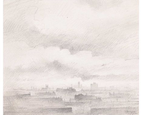 Trevor Grimshaw (British 1947-2001) Northern city skyline, signed, pencil and wash.image size 13.5cm x 16cm (5.25in x 6.25in)