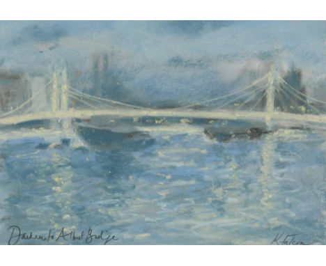 § Katie Falcon (Modern British School) Albert Bridge, London signed 'K Falcon' (lower right); titled (lower left) mixed media
