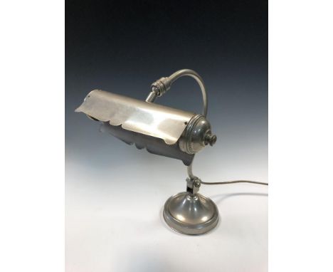 An early 20th century nickel plated bankers type table lamp, with adjustable head 35.50cm (14in)  