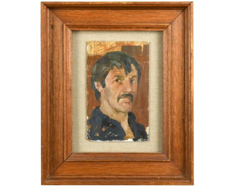 Modern British School   Portrait of a man, head and shoulders oil on board 19.5 x 12.5cm (7.5 x 5in);  A standing male nude  